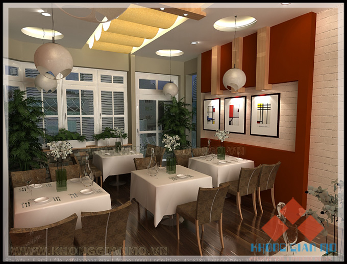  Phối cảnh 3D nội thất tầng 2-v2 nhà hàng